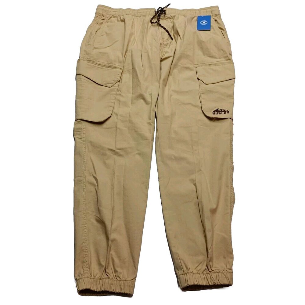 New Hurley Men’s RipStop Cargo Pant Durable Stretch Regular Fit Sz XL Maplecream
